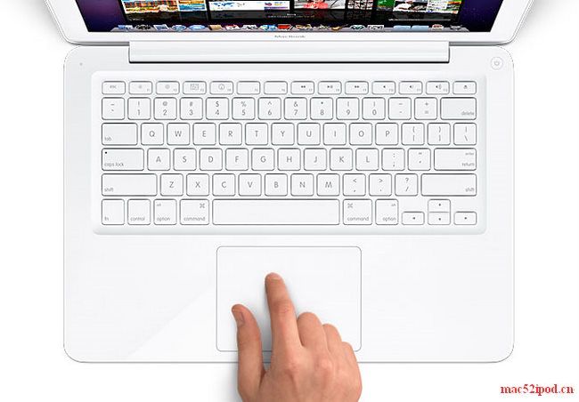 09新款小白：新一代苹果Macbook笔记本电脑键盘和触摸板特写
