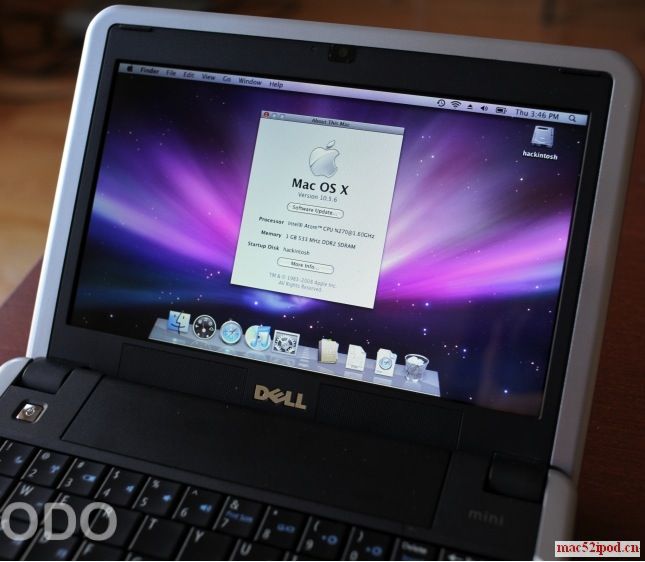 使用因特尔intel Atom处理器CPU安装苹果Mac OS X操作系统的Dell戴尔上网本