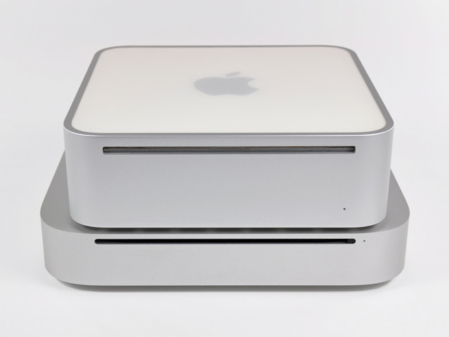 新老2代苹果电脑Mac Mini对比