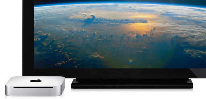 新一代苹果电脑Mac Mini外接液晶电视效果海报