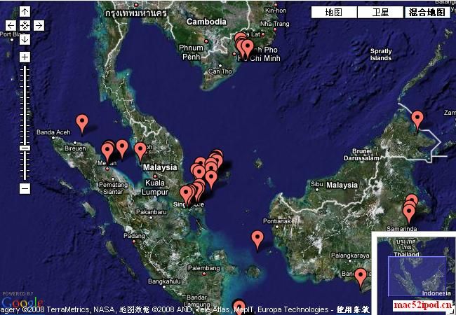 东南亚、南海、马六甲海峡附近海盗分布图
