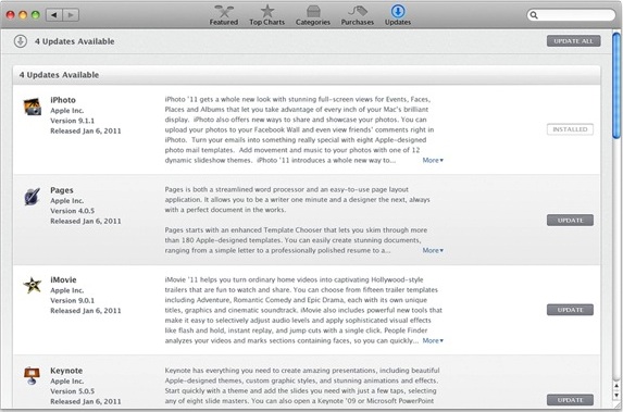 Mac App Store 软件升级界面