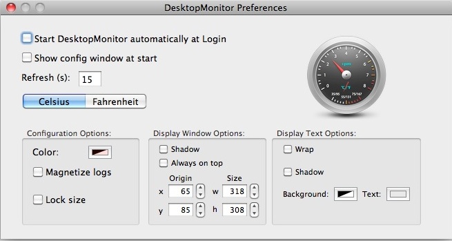 DesktopMonitor 的软件设置界面