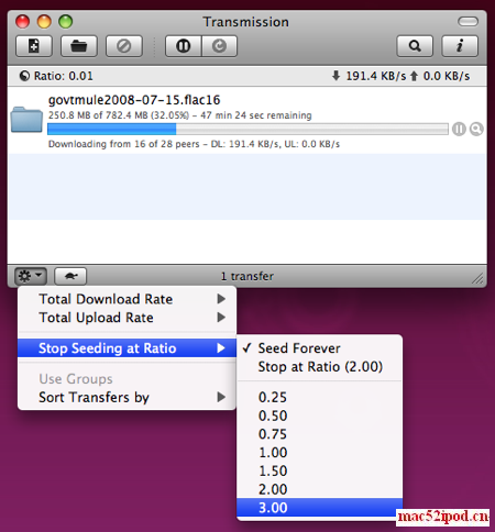 Linux和苹果电脑MacOSX的BT下载软件Transmission的界面