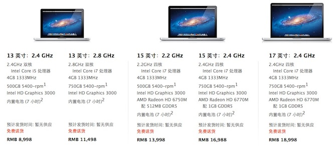 苹果 MacBook Pro 笔记本配置与价格