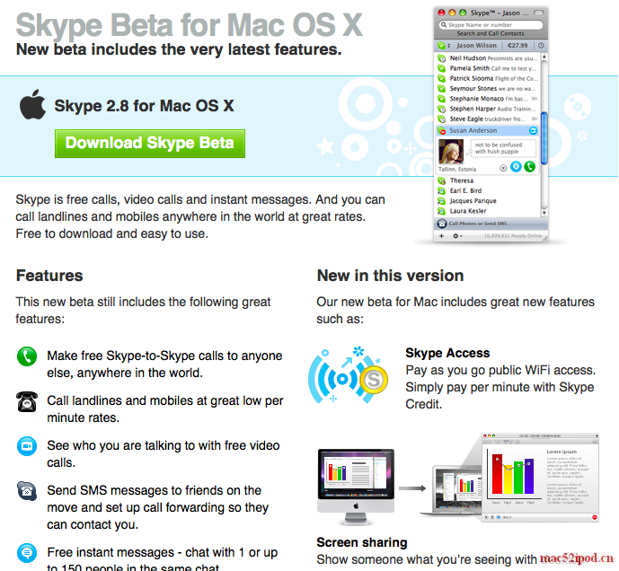 Skype 2.8 Beta for Mac