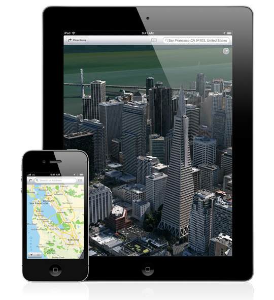 苹果 iOS 6 系统内置了自家的地图