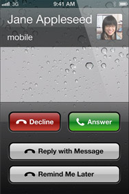 苹果 iOS6 系统电话接听界面