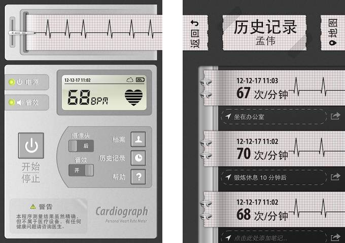 苹果 iOS 上检测心跳速度的应用：Cardiograph