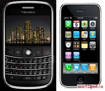 黑莓BlackBerry与苹果iPhone手机对比图