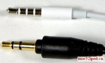 苹果线控耳机与普通耳机接口部分对比图