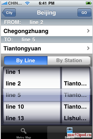 苹果iPhone、iPod touch的地铁线路查询软件MetrosGuide截图